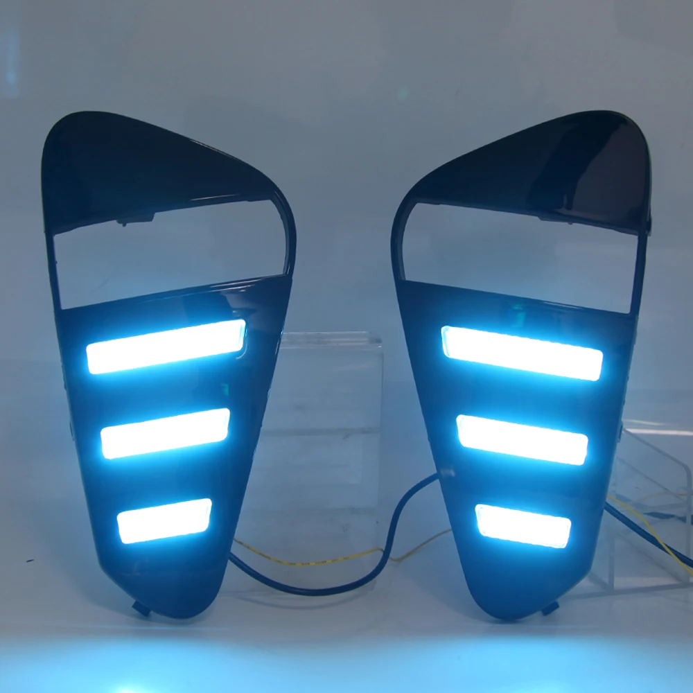 Daytime Running Lights 12V LED Daylight Fog lamp with flowing Yellow turn signal Car DRL For Geely coolray (SX11) 2019 2020