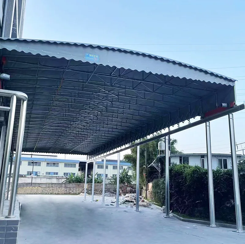 Large Electric Retractable Canopy Remote Control Steel Frame Pushes Pulls Carport Garage Mobile Logistics Warehouse Outdoor Use