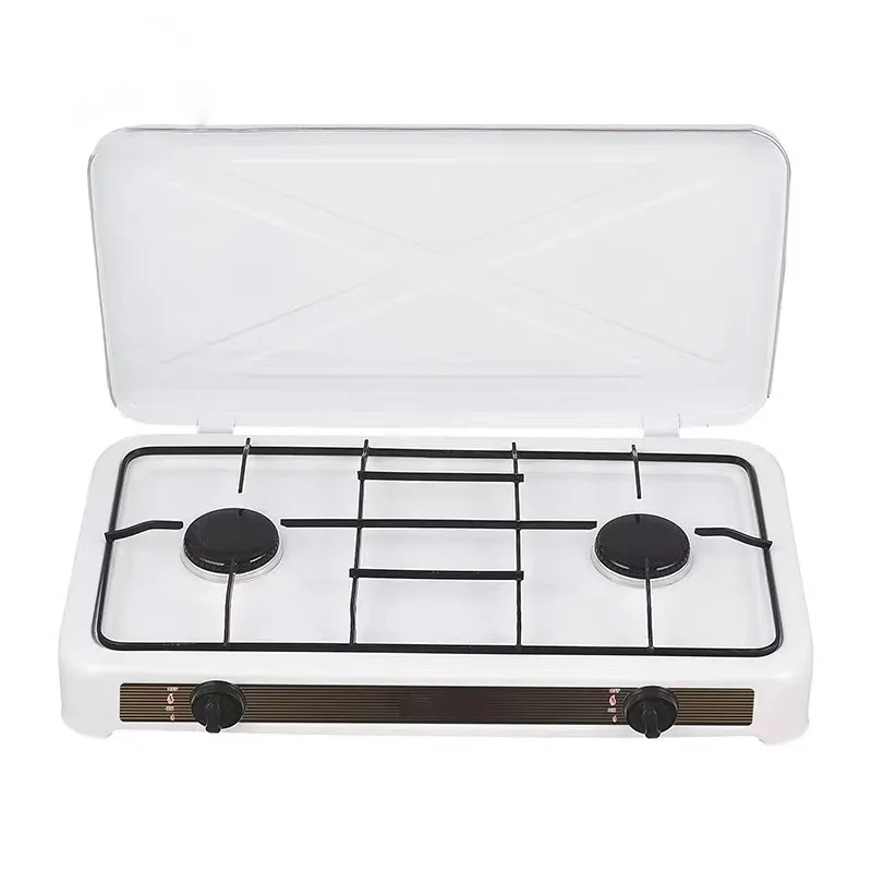 Portable Outdoor Household Cooking gas stove Stainless Steel Burner Cooker Double Heads Gas Stove for cooking camping