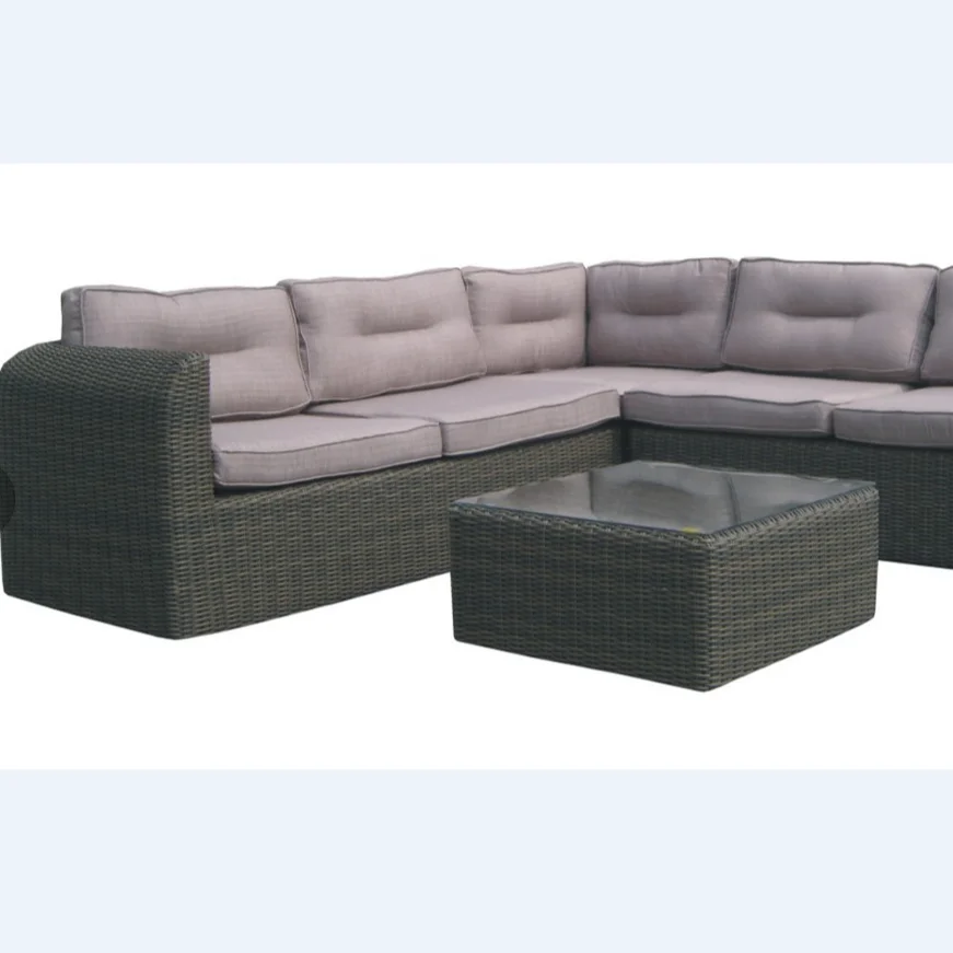 Yinzhou Living Awrf9890 Modern Pe Rattan Garden Outdoor Sofa Furniture With Soft Cushion Pe Rattan Outdoor Sofa