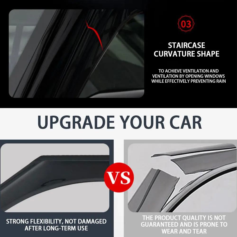 Automotive Side Window Visors Vent Guard Shade Sun Rain Guards Wind Deflectors For Jetour Traveler T2 2023 2024