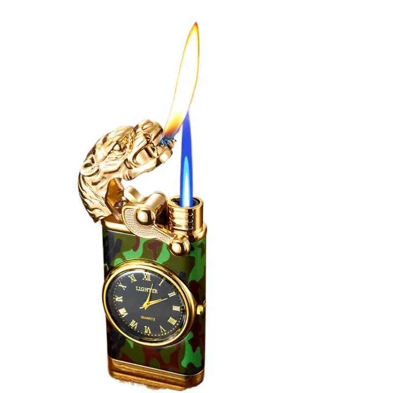 Оптовая продажа Лидер продаж многоразовая металлическая сигаретная зажигалка часы газовая
