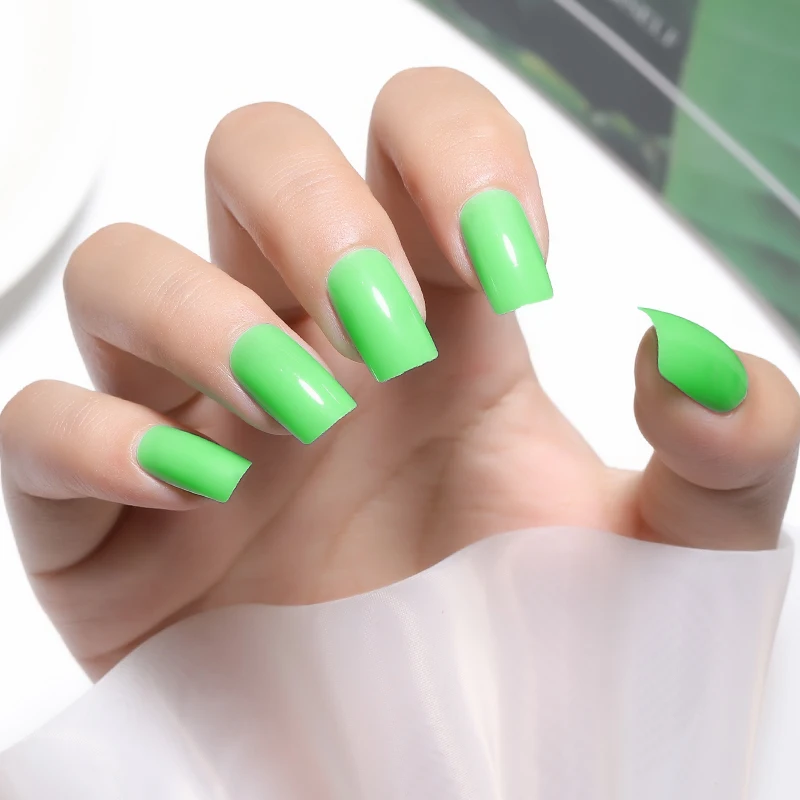 Medium straight Square UV Gel Fake Nails designer press on nails for Girl women full cover tips Wear Finger Nail Art Tips