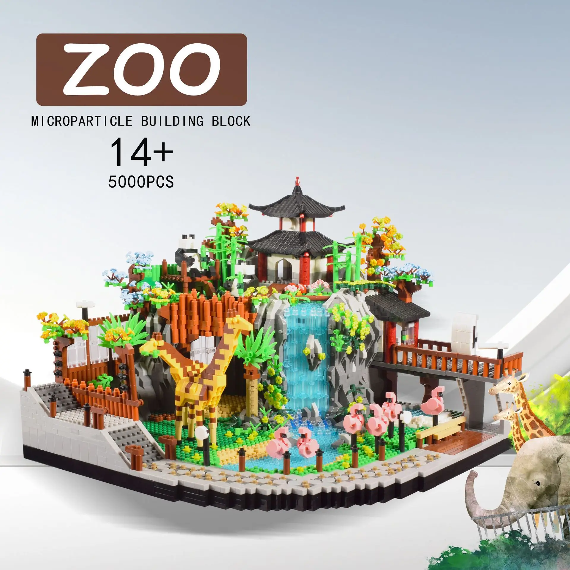 LHCX 822 City Stree View DIY Construction Toys Animal Zoo Building Block Sets ABS Plastic Bricks 5000pcs Small Bricks