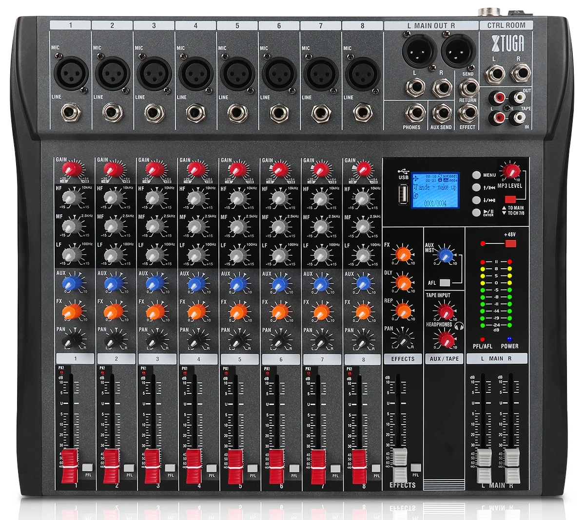CT80X Professional 8-channel Audio DJ Mixer with Blueteeth Sound Mixer Audio Karaoke Phantom Power 48V USB
