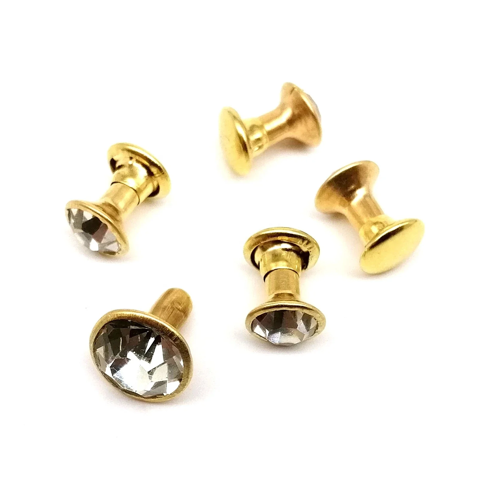 Brass Golden Silver 6mm 8mm Czech Crystal Rhinestone Rivet Decor Diamante Stud Spot for Leather Bag Shoe Jacket Hat DIY