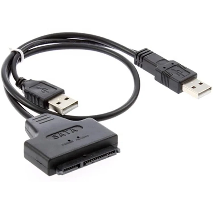 Кабель-адаптер для жесткого диска SATA 2,5 дюйма, конвертер 7 Pin на USB 2,0 для SSD/HDD, высокоскоростной двойной USB 2,0-SATA 15 + черный Rohs