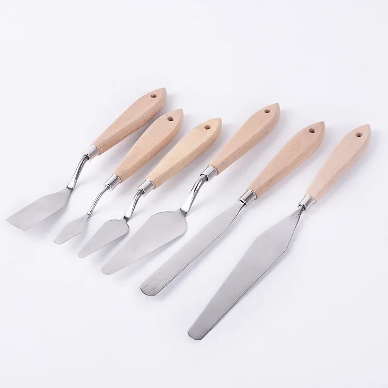 New single paint palette oil painting Gouache scraper art supplies wooden handle pick/shovel knife manufacturer wholesale