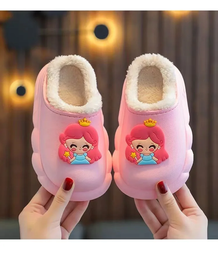autumn and winter indoor and outdoor non-slip baby plush shoes soft bottom warm cotton slippers