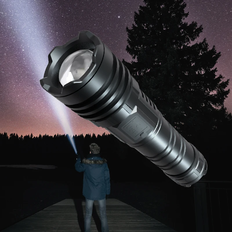 Long Distance Strong Zoom Aluminium Alloy Usb Recharge Tactical Flashlight Battery Led Torch Flash Light