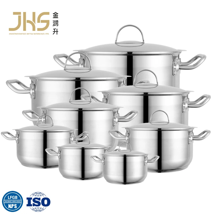 Factory price high quality soup pot kitchen cooking cookware set stainless steel pots casserole With Steel Lid