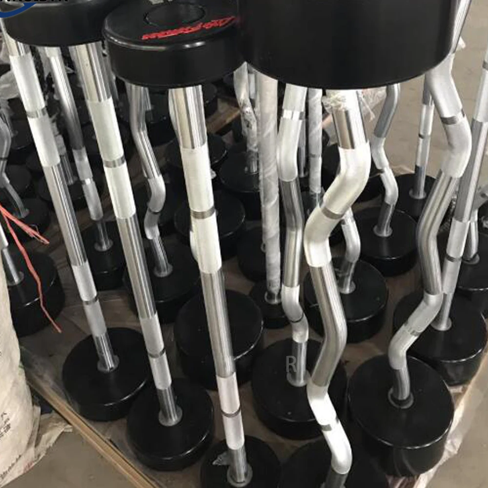 New arrival fitness body building accessories Fixed CURL Rubber Barbell weightlifting