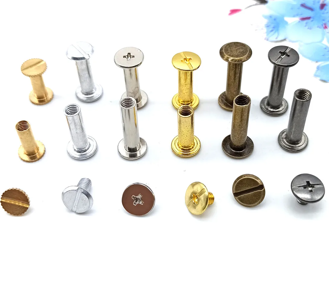 Gold Hot Metal Book Screw Chicago Binding ScrewStainless steel cut-through through-hole Chicago screws / holster bolts / frame