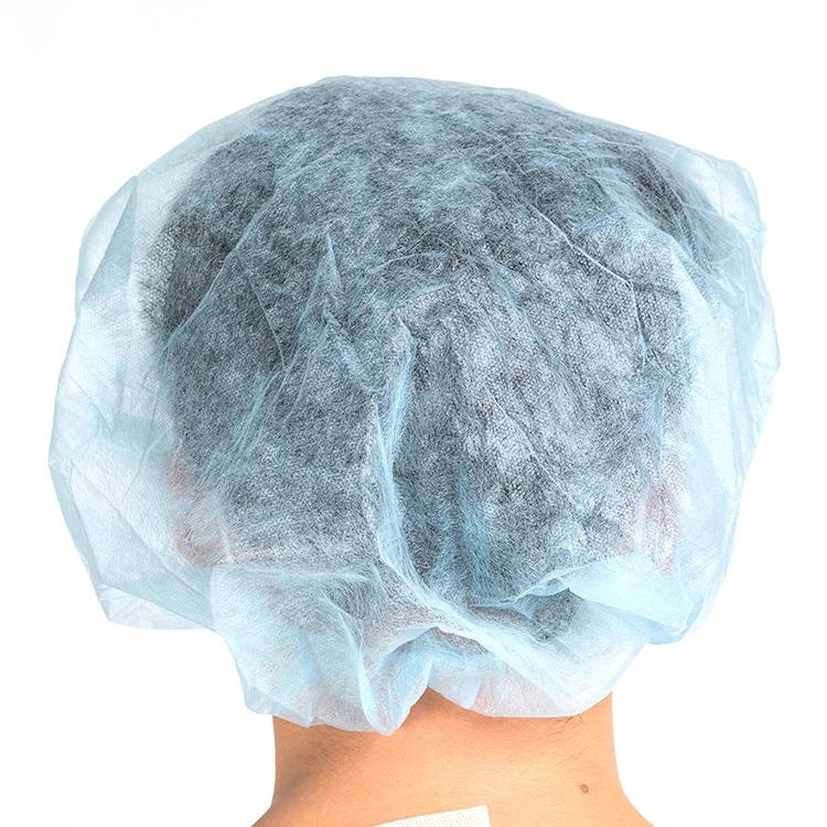 
2020 Hot Sale Disposable Non Woven Strip Clip Hat Bouffant Head Cover Hair Net Surgical Doctor Hat Round Hat 
