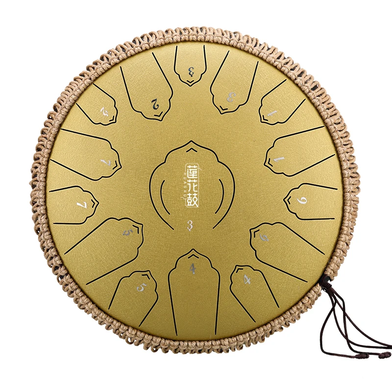 Steel Tongue Drum 13 Inch 15 Notes Hand Pan Drum Set including Music Book Drum Mallets Carry Bag Musical Instruments Accessory