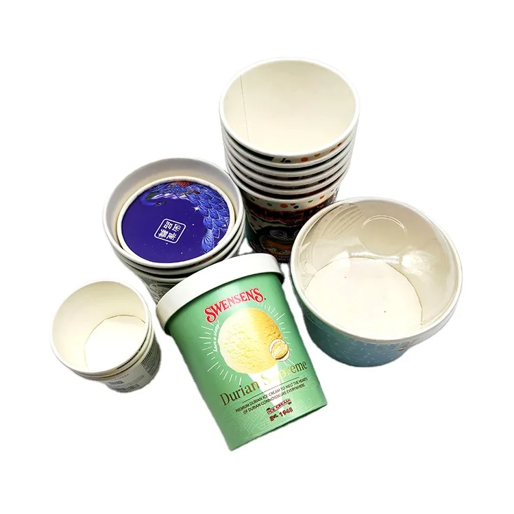 16 унций биоразлагаемый бумажный стаканчик для мороженого йогурта мультяшная бумажная чаша на заказ