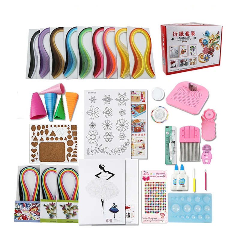 
Paper quilling tool set beginner roll paper new manual derivation drawing material package receiving box line drawing 