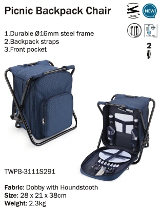 Custom insulated picnic bag outdoor indoor fishing hiking beach barbecue compact portable camping chair with ice bag