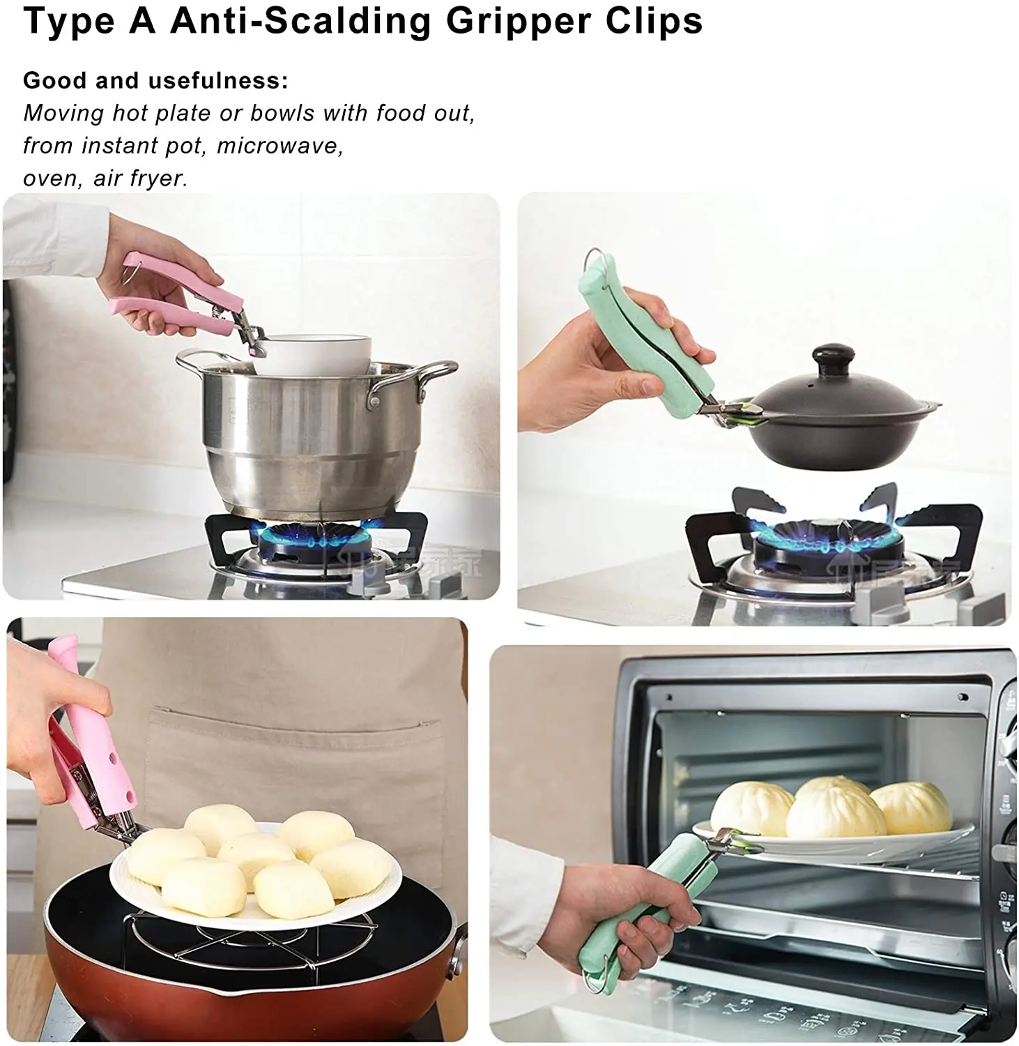 Hot Sell Kitchen Stainless Steel Anti-Hot Tongs Dish Plates Bowl Clips Stainless Steel Bowl Pot Pan Gripper