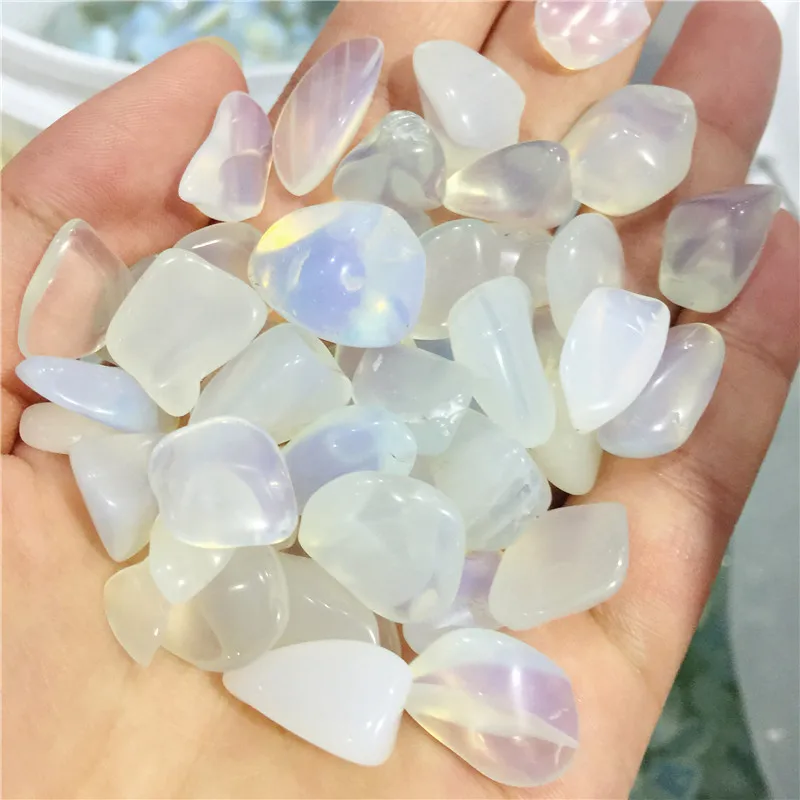 
Factory Price Healing 0.8-1.5CM White Opal Gravel Tumbled Pebble Opalescent Crystal Macadam For Sale 