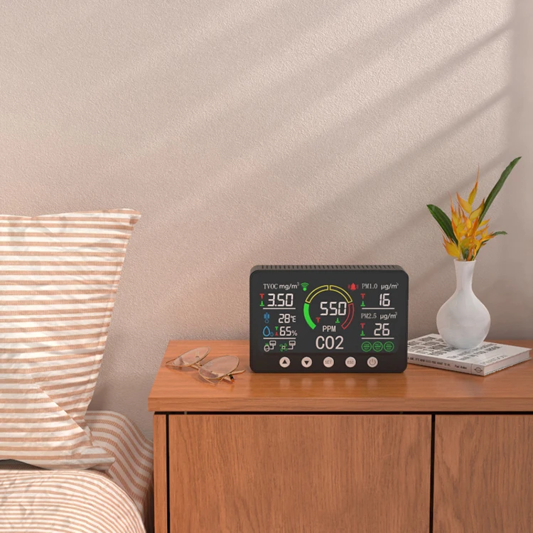 Новый Wi-Fi Rs485 Крытый 7-в-1 мониторинга качества воздуха Co2 Tvoc Pm2.5 Pm1.0 Pm10 детектор газа анализатор Co2 контроллер