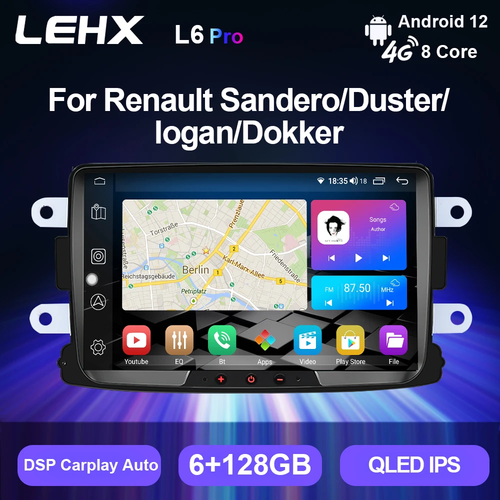 Автомагнитола LEHX 2 Din Android Gps для Dacia Sandero Duster Renault Captur Lada Xray Logan мультимедийный плеер Dvd Carplay