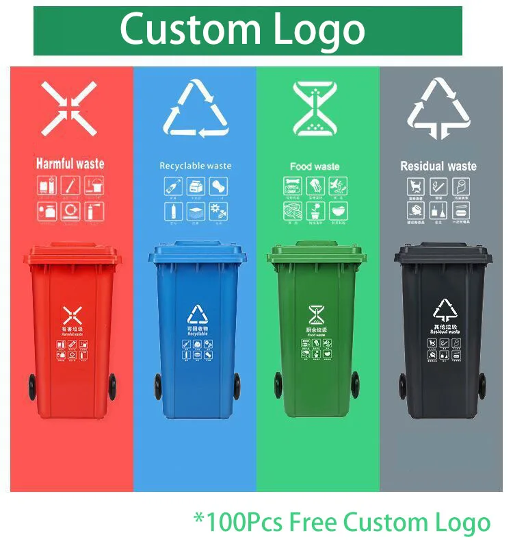 2024 Hot Sale Price 100l 120l 240l Dustbin Plastic  Garbage Containers Plastic Dust Bin With Wheels