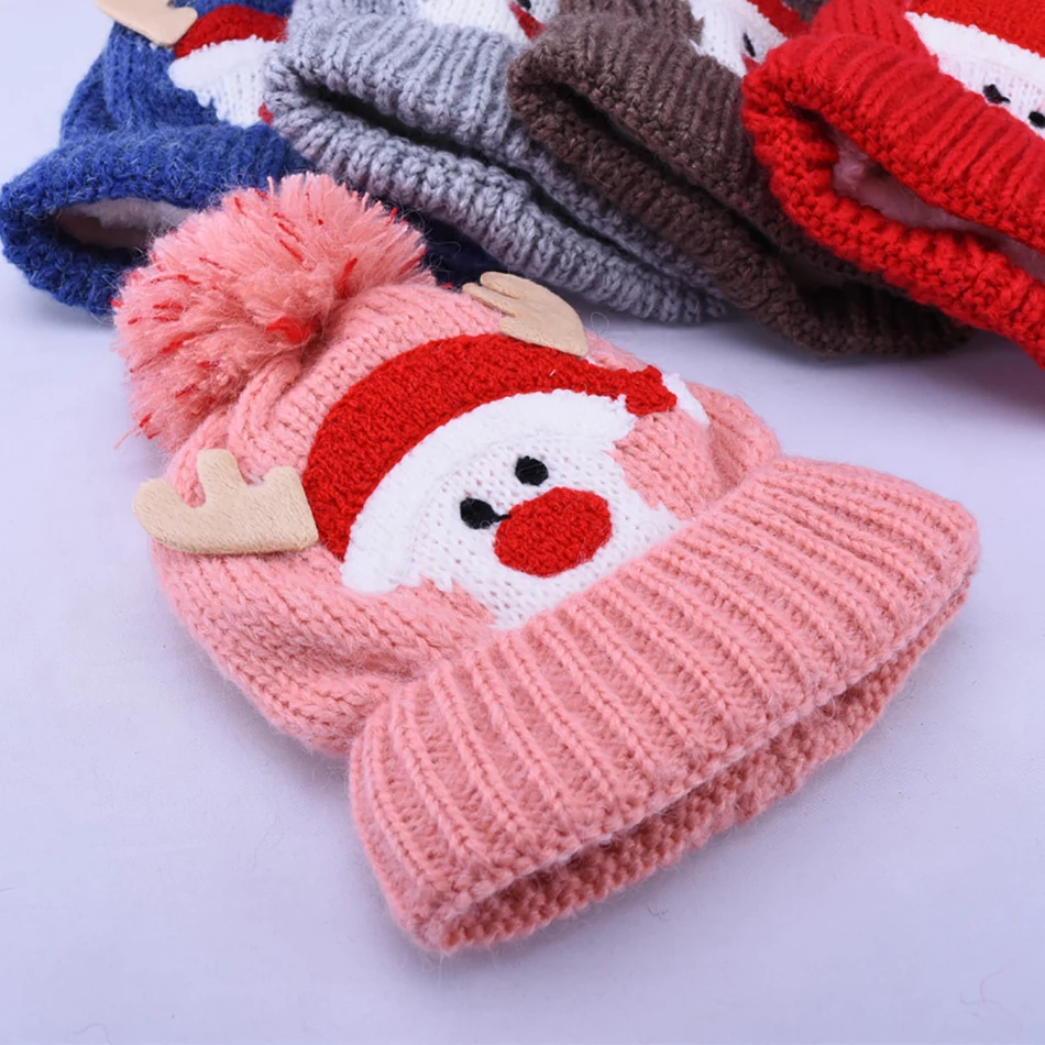 Kids Winter Hats Girls Boys Children Christmas Hats Santa  Cartoon  hats for boys and girls children  warm