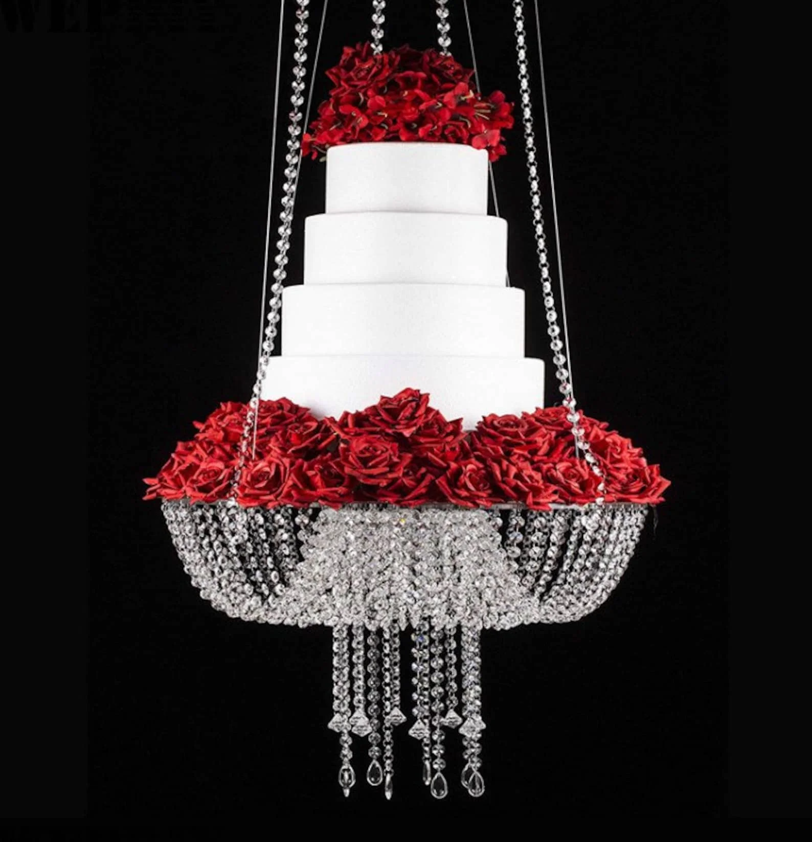 Modern Chandelier Hanging Cake Stand With Crystals For Wedding Party Birthday Baby Shower
