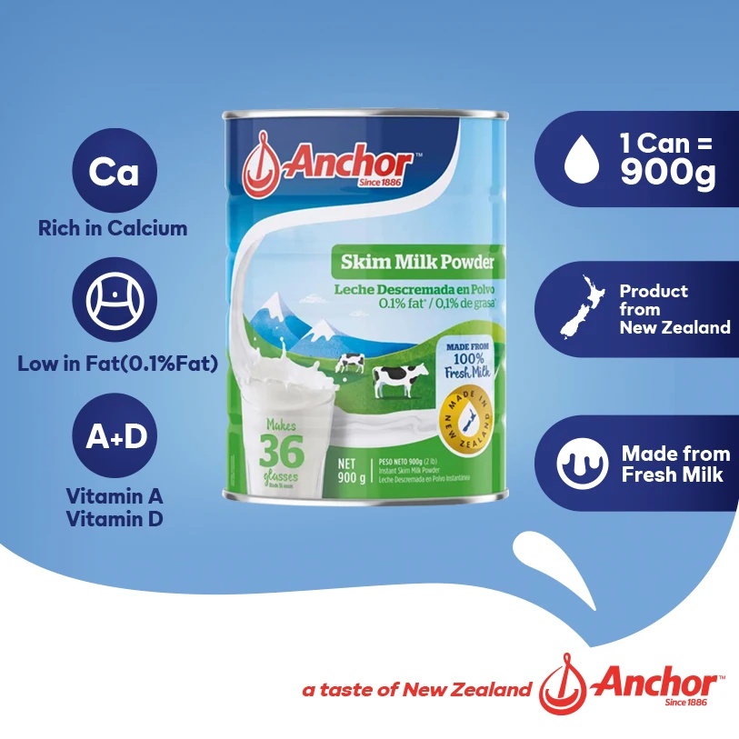 Anchor Skim Milk Powder 900g Can Instant Fat Free Health Wholesale Full Cream Milk Powder In New Zealand