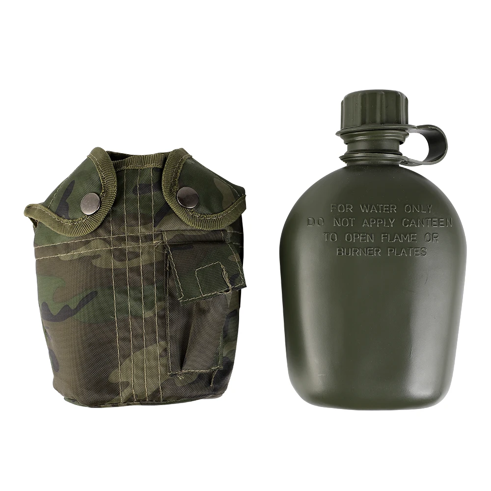 Amazon hot sale outdoor Low moq safe PE canteen water bottle field field green with case