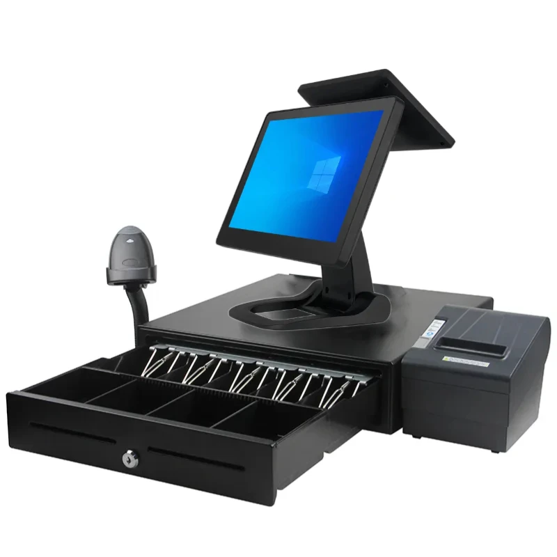Foldable 15.6 Inch Dual Touch Screen Caixa Registradora All In One Pos Systems Cash Register Cashier Kasse Machine