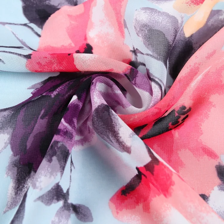Wholesale elegant soft and breathable chiffon printed 100% polyester fabric