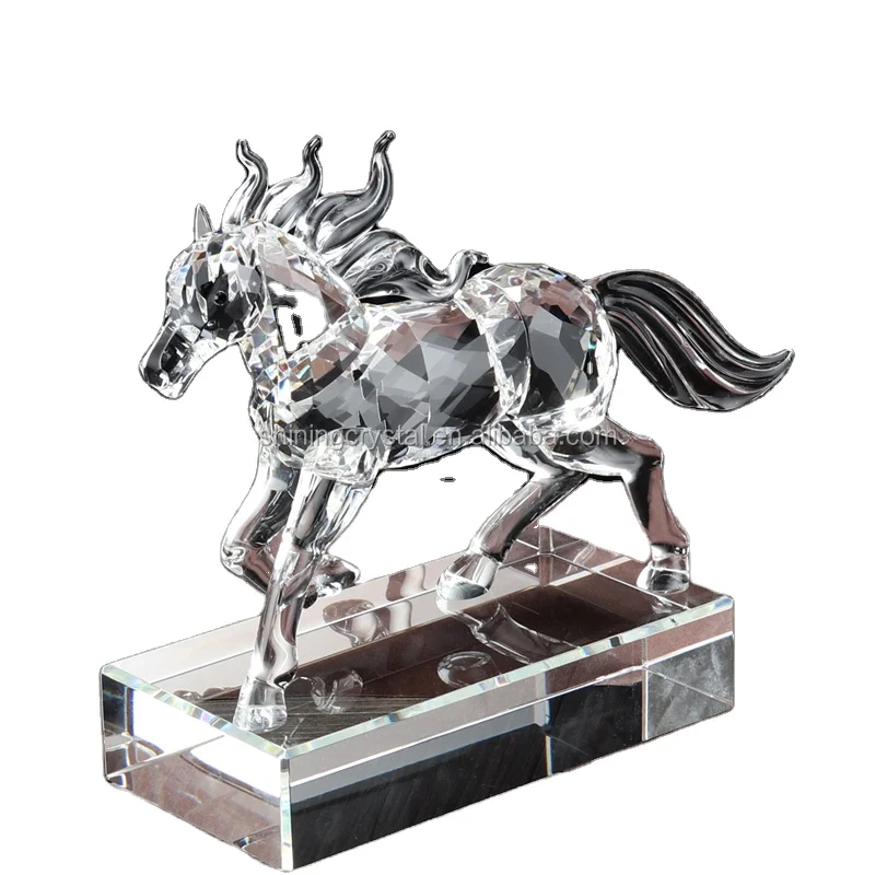 Shining crystal glass horse figurine the chinese zodiac crystal animal