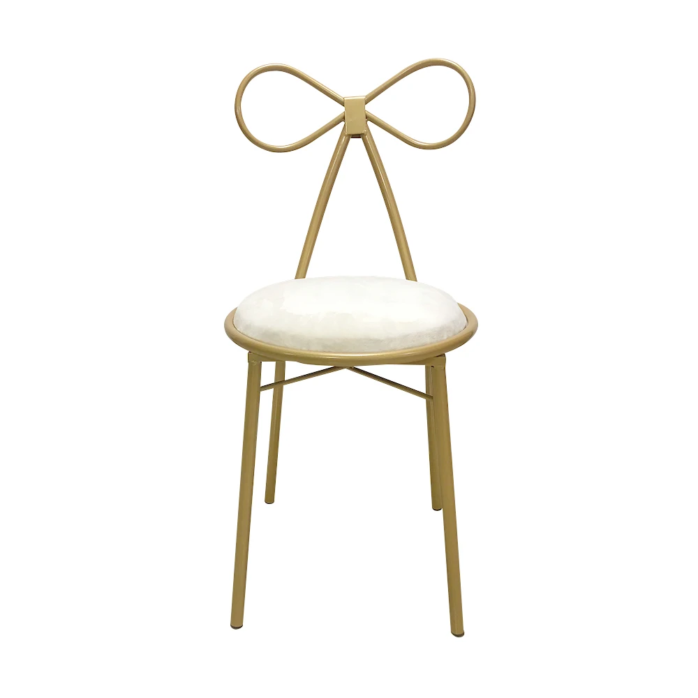 
 Современный удобный креативный скандинавский Железный художественный стул для макияжа с бантом, простой стул, Модный мягкий стул для гостиной   (1600092417047)