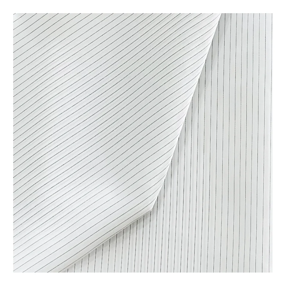 White 5mm 99% Polyester Industrial Workwear ESD Antistatic Stripe Fabric For  Industry Workwear Safety Clothing