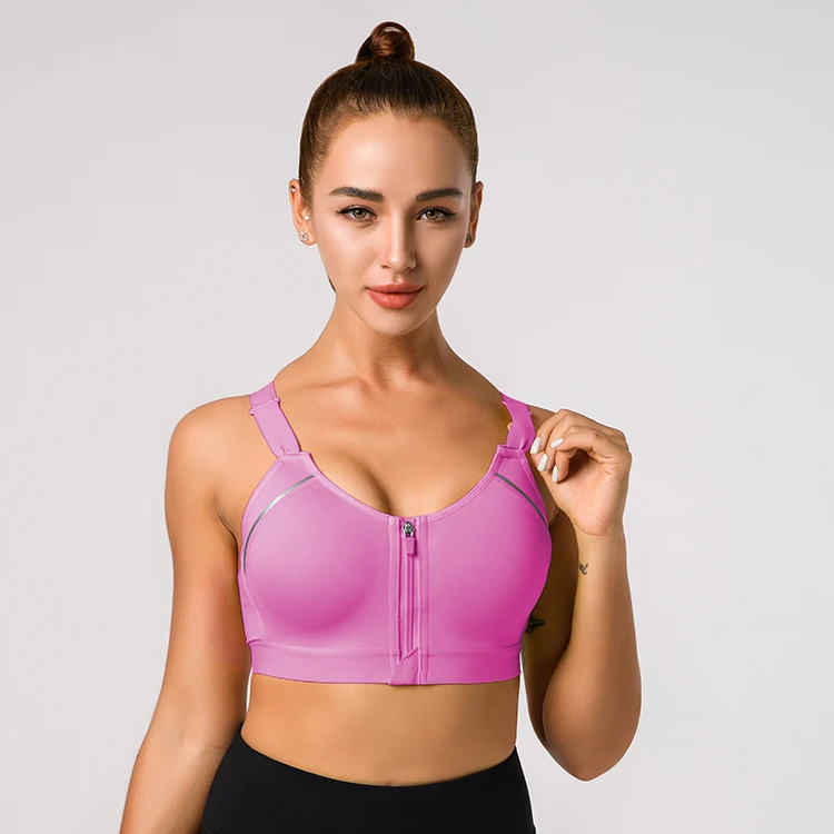 Yoga and Sports Bra Custom Brand Women Fitness OEM Customized Spandex Anti Logo Style Fashion Zipper Top