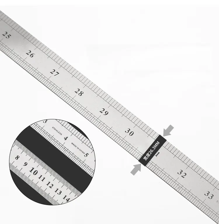 HYSTIC Industrial Stainless Steel Measure Ruler Set Straight Edge Scale Ruler Hand Tools