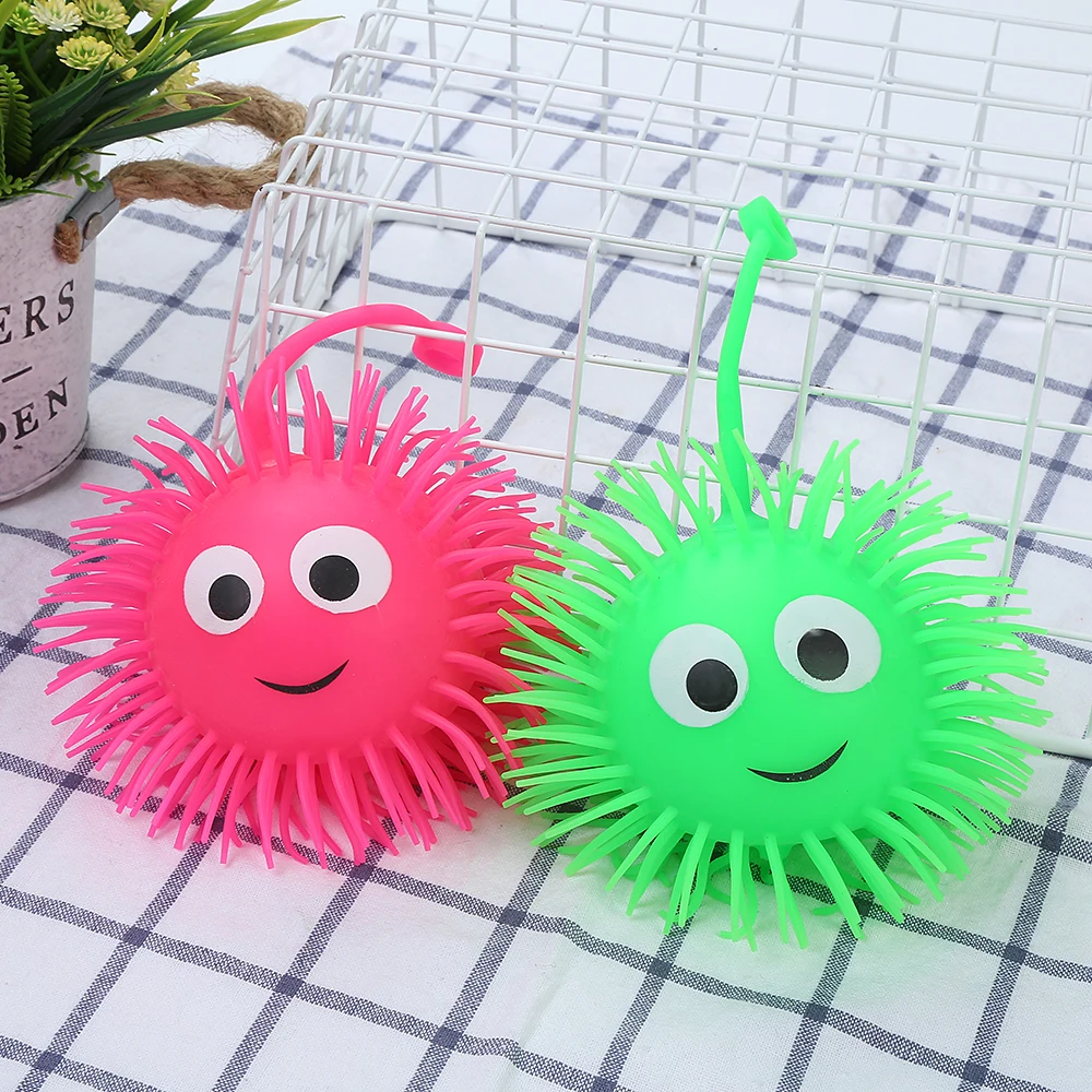 Colorful Stress Glowing Light Up Puffer Ball Smile Face Puffer Ball Yoyo