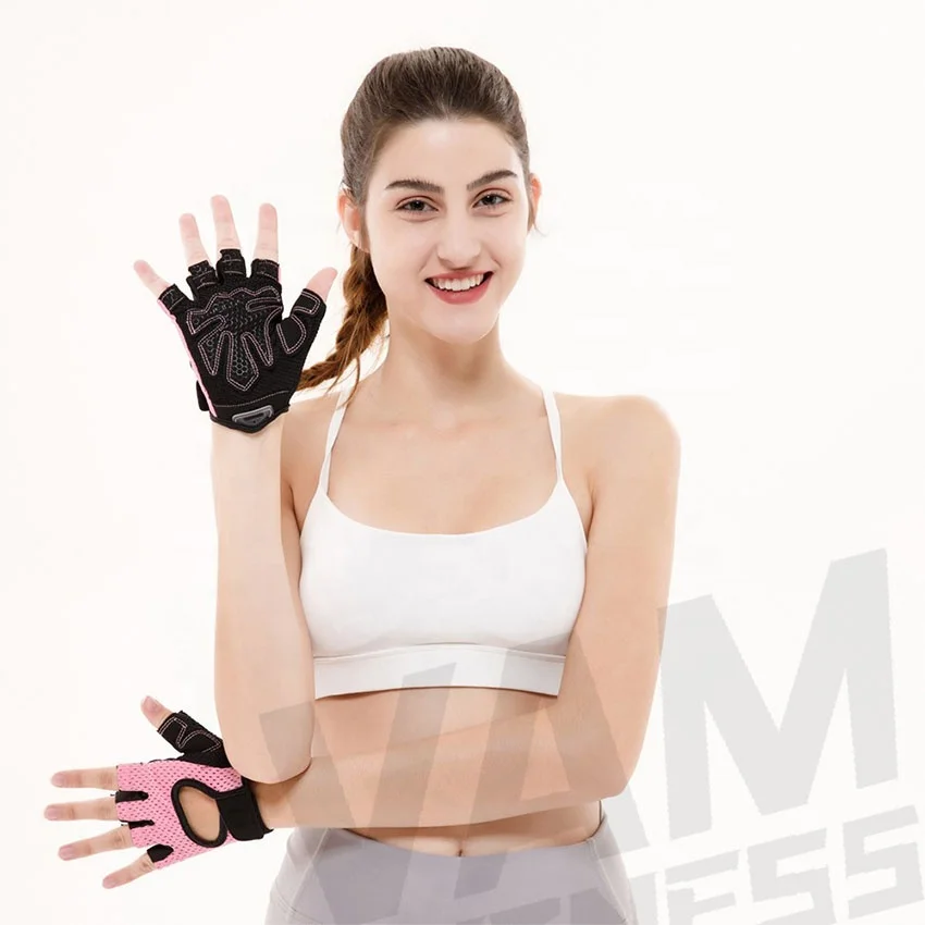 Перчатки с открытыми пальцами женские, дышащие Нескользящие митенки для силовых тренировок, занятий спортом, для верховой езды, тяжелой атлетики, бодибилдинга, походов