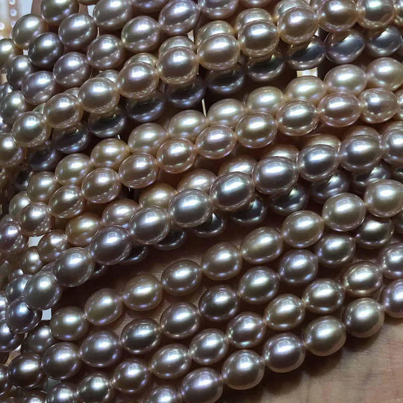 wholesale AAA rice pearl string, high luster, blemish free surface,full sizes and full colors rice pearl strand available