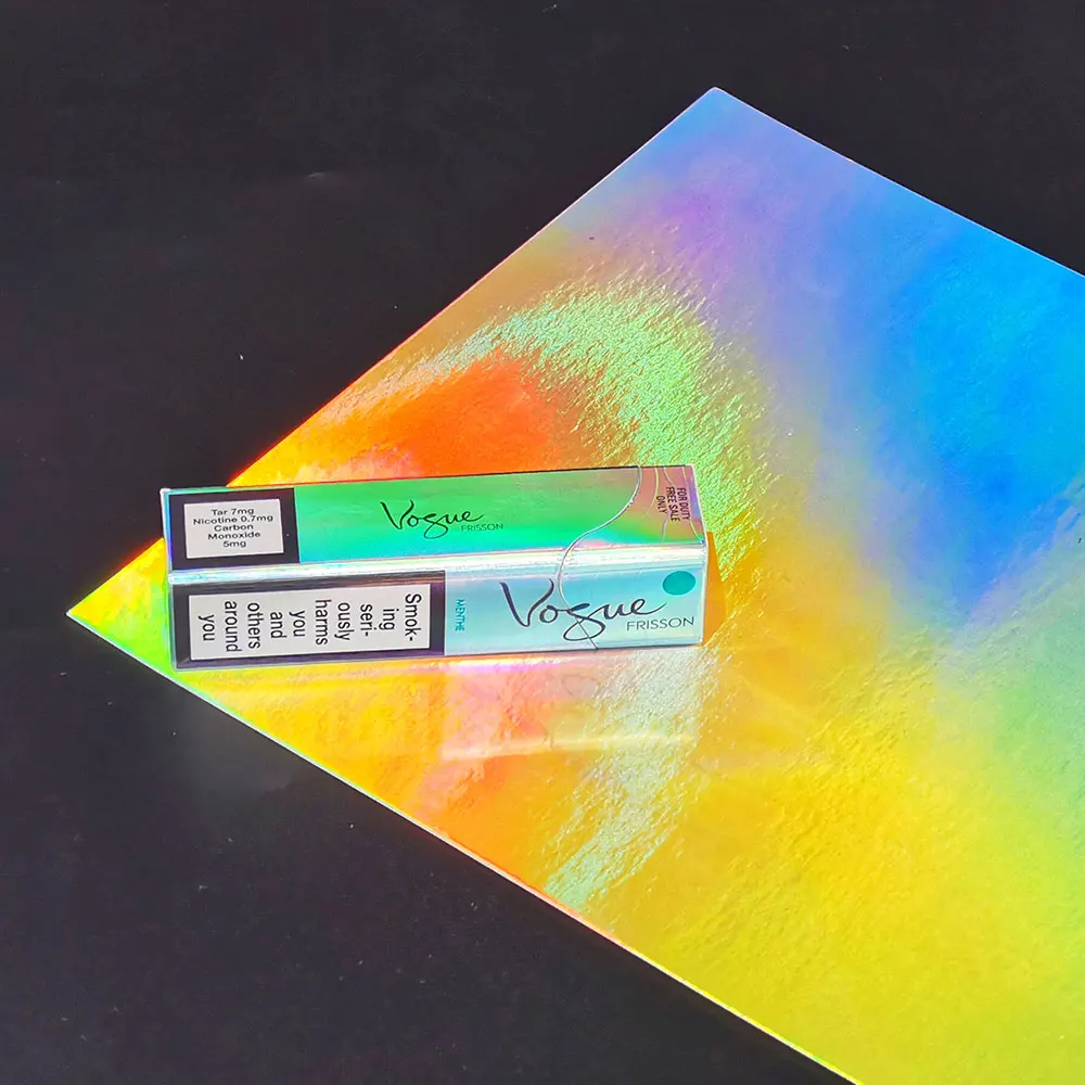 Plastic free metallized Holographic board recyclable laser paper board For packaging box metallic holo paper