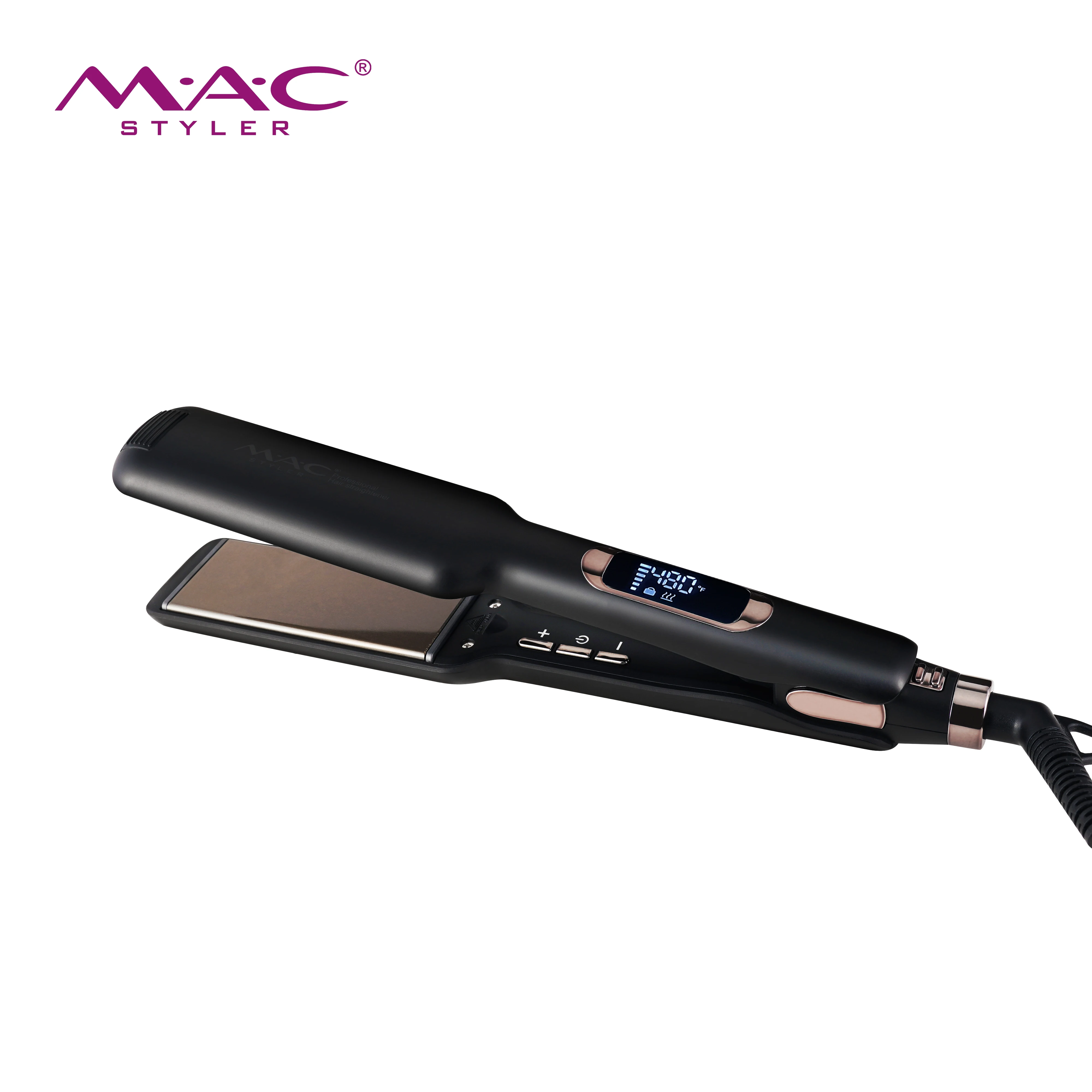 MAC Private Label Lcd Mch Fast Heat 1.6 Inch Wide Multi Function Hair Straightening Titanium Hair Flat Iron 480F