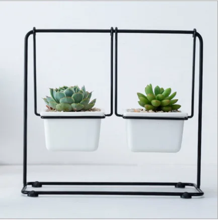 New Nordic creative hanging swing wrought iron ceramic flower pot for indoor garden decoration