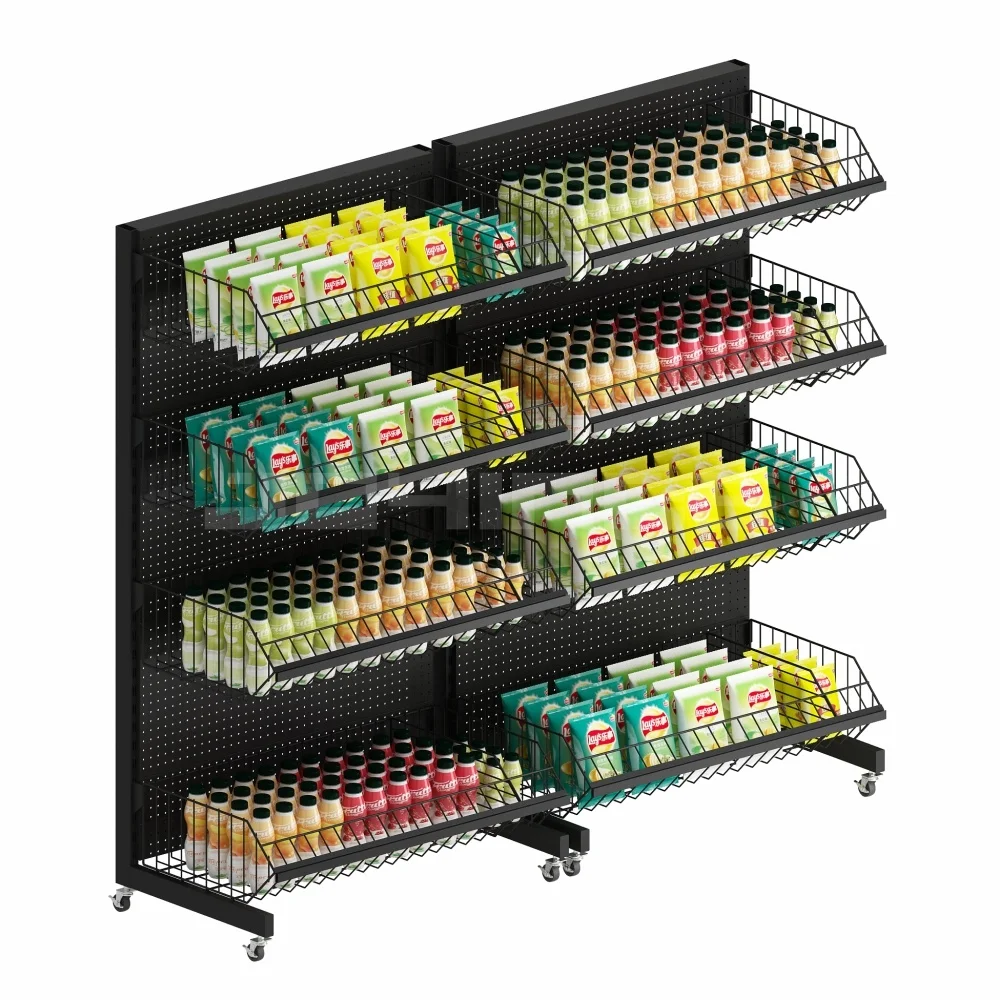 Высококачественная металлическая двухсторонняя вращающаяся полка для гондолы