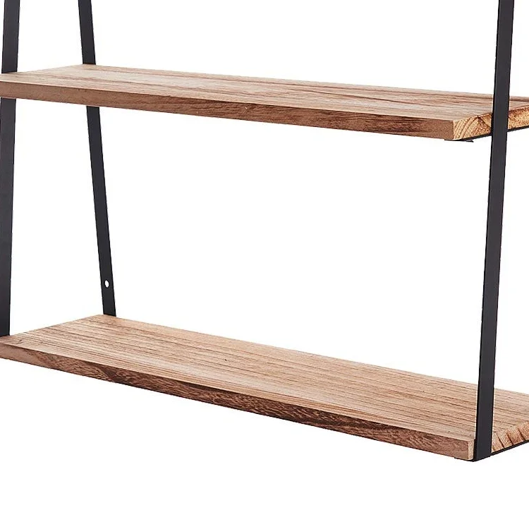 Factory Direct Sell Kitchen Storage Spice Rack Organizer 2 Tier Floating Wall Mounted Solid Wood Toilet Bathroom Storage Shelf