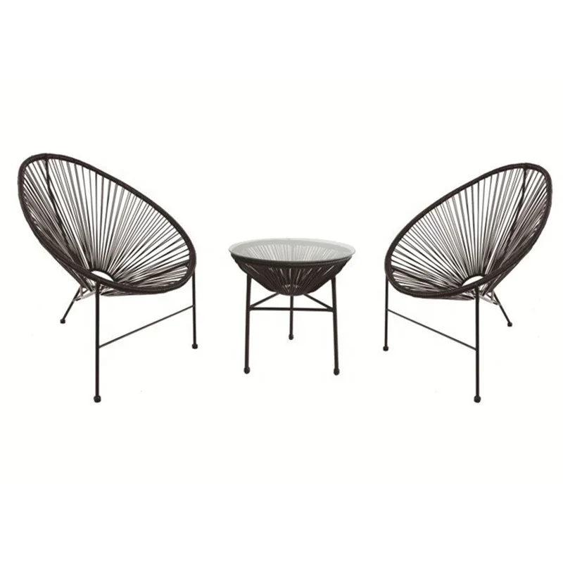 Cheap Patio Garden Glass Top Table and Rattan Chairs  Cane Set Peacock Chair Small Glass Table on Sale