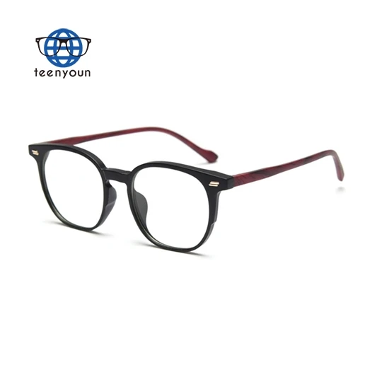 Teenyoun Frosted Wood Grain Myopia Frame Designer Flat Mirror Male Retro Thin Eyesight For Women Anime Glasses Frame Wholesale