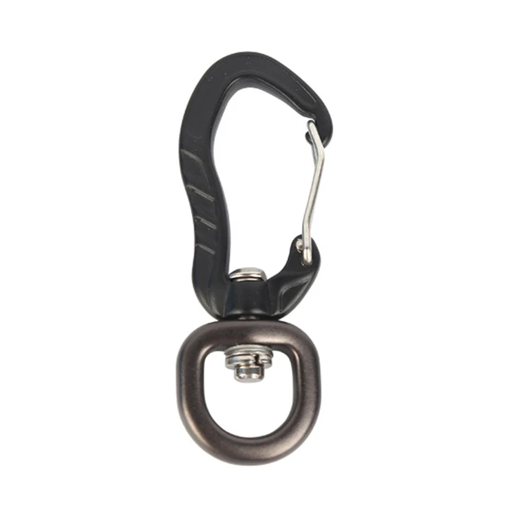 Pet Supplies Lanyard Safety Aluminum Self Locking Snap Hook Swivel Carabiner for Pet Dog Leash