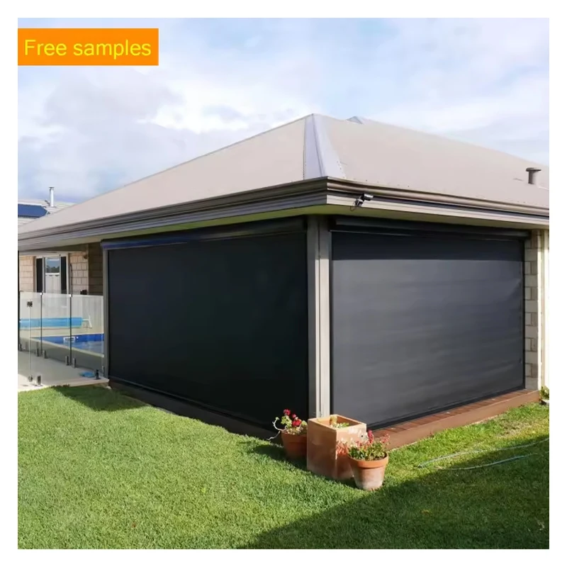 Wholesale stores waterproof pergola Motorized zip track roller blinds roll up screen outdoor blinds for rain prevention